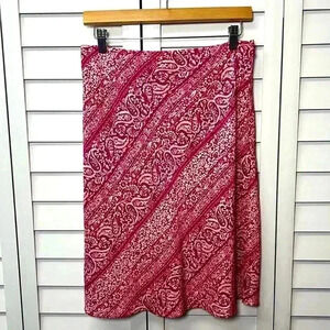 Ann Taylor 100% Silk Paisley Floral Skirt Size 6P Fuchsia, Light Pink & Cream